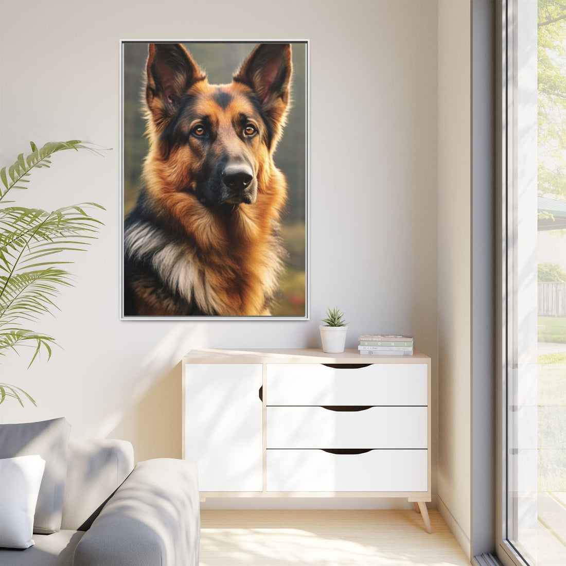 Majestic German Shepherd Framed Canvas Print