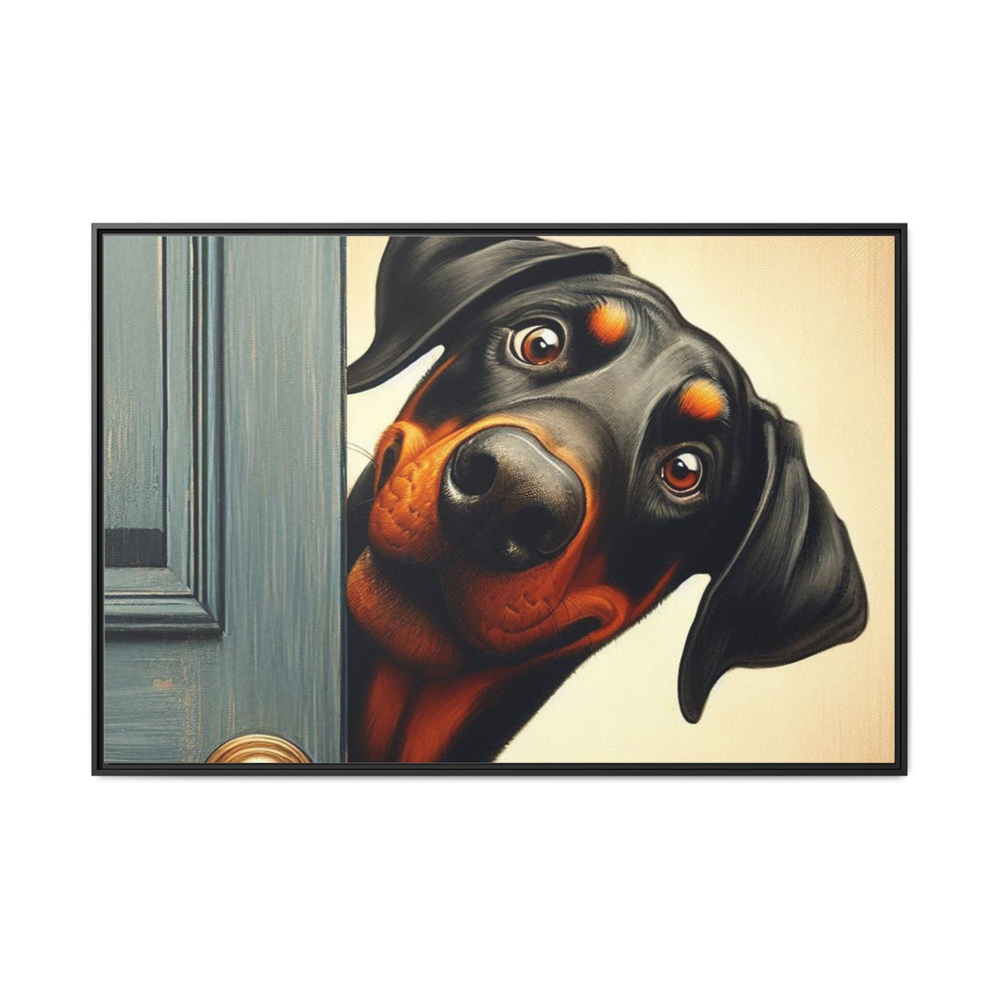 Playful Dog Portrait Canvas – Framed Wall Art