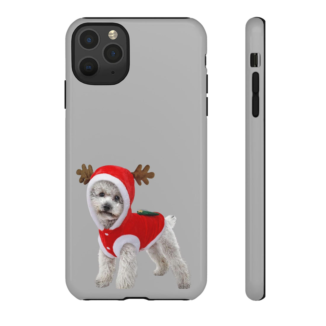 Festive Dog Phone Case with Reindeer Design