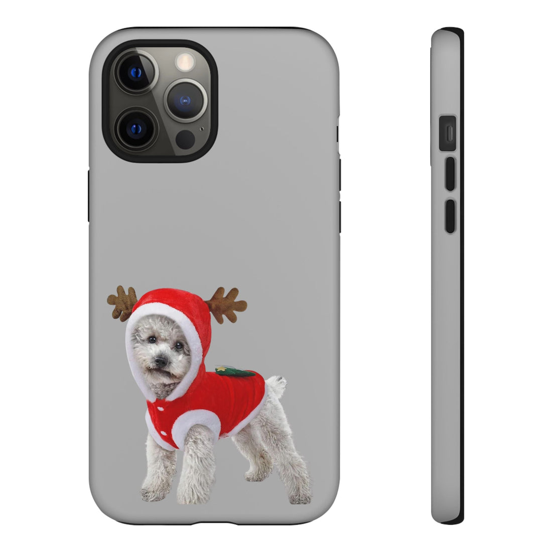 Festive Dog Phone Case with Reindeer Design