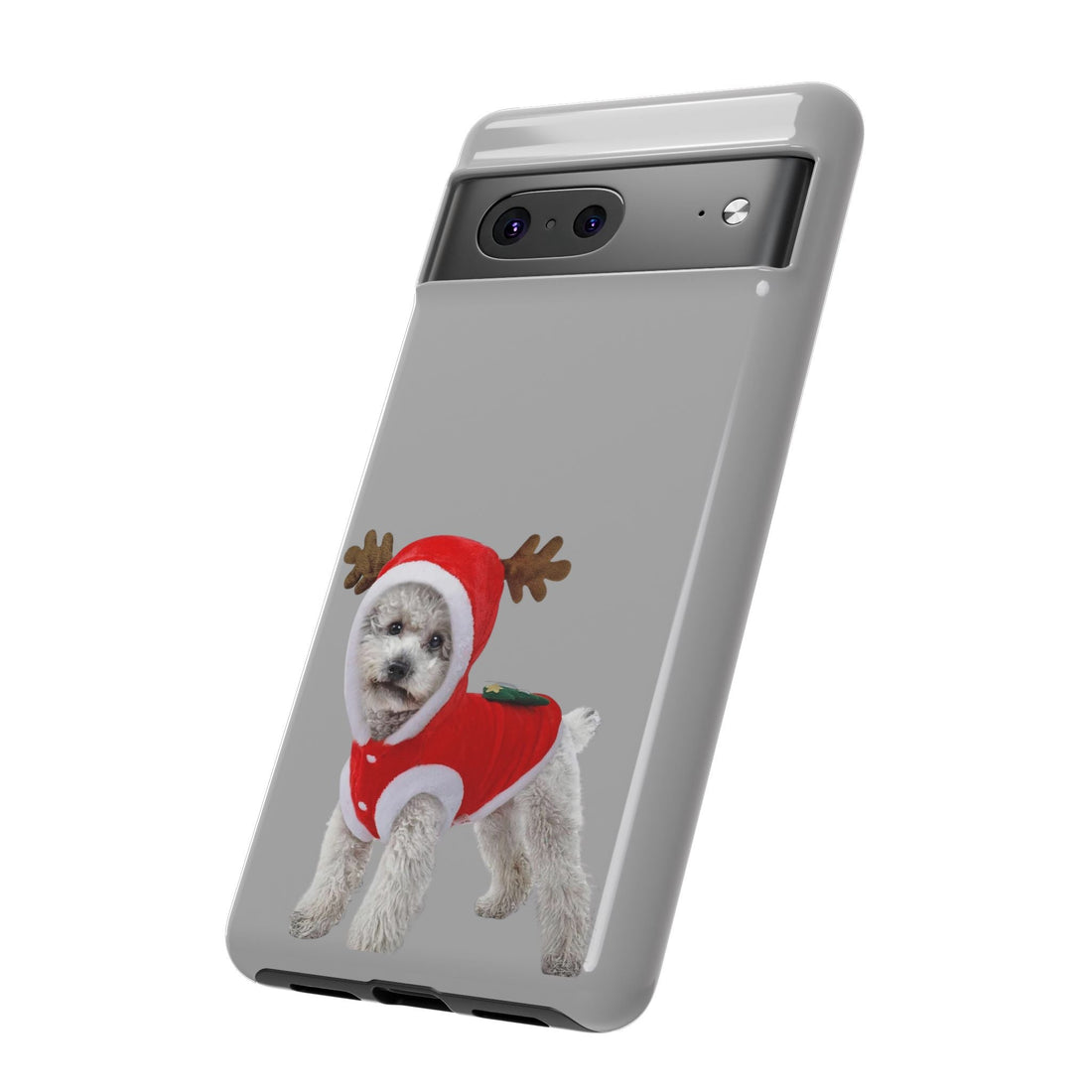 Festive Dog Phone Case with Reindeer Design