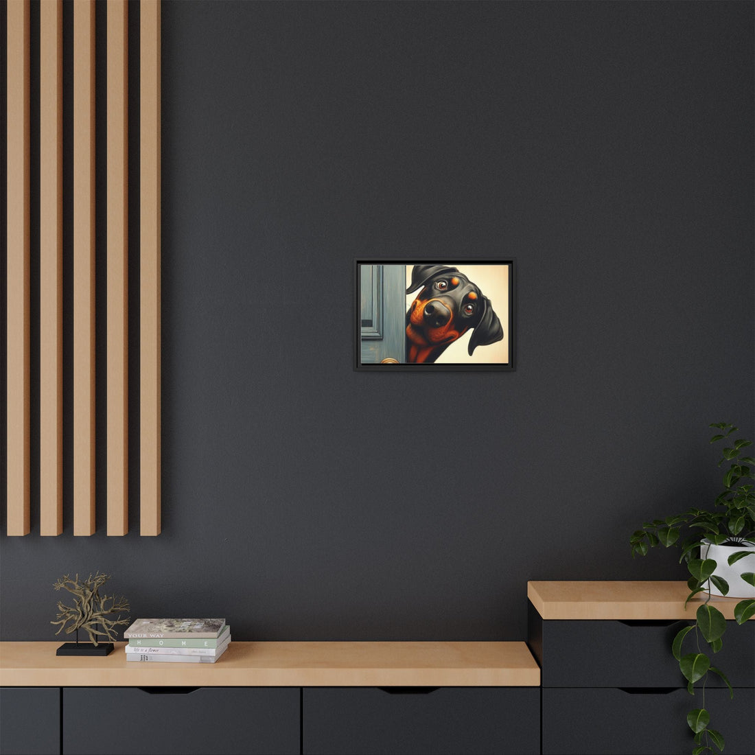 Playful Dog Portrait Canvas – Framed Wall Art