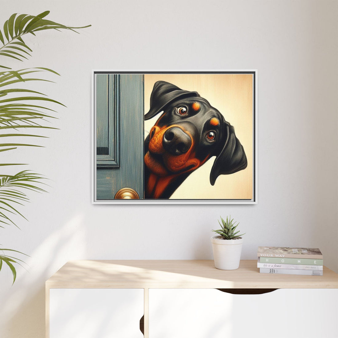 Playful Dog Portrait Canvas – Framed Wall Art