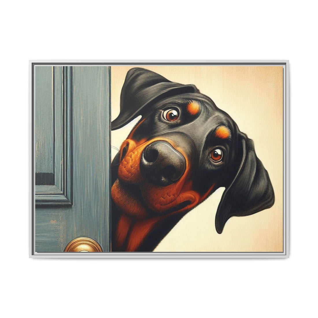 Playful Dog Portrait Canvas – Framed Wall Art
