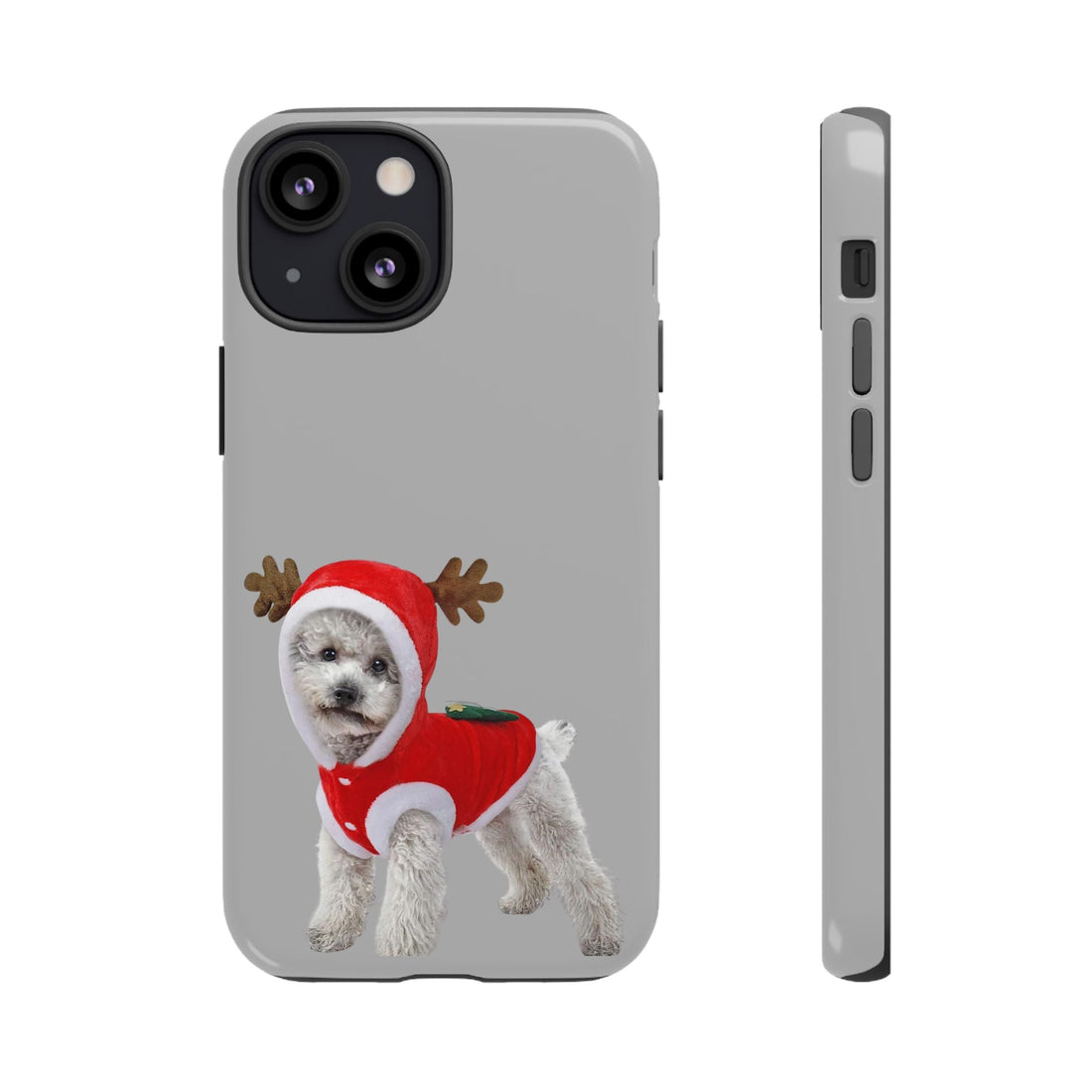 Festive Dog Phone Case with Reindeer Design