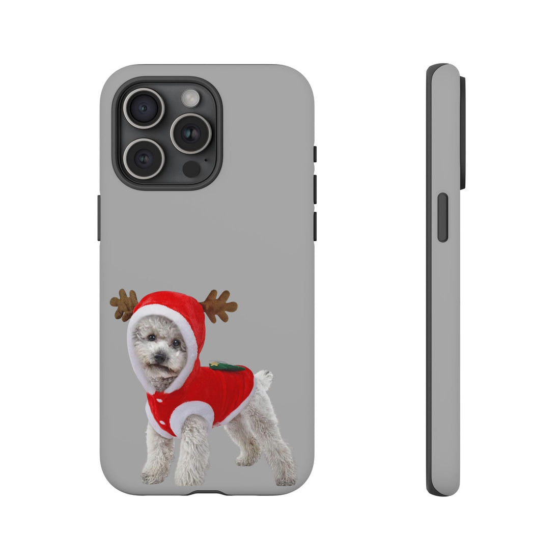 Festive Dog Phone Case with Reindeer Design