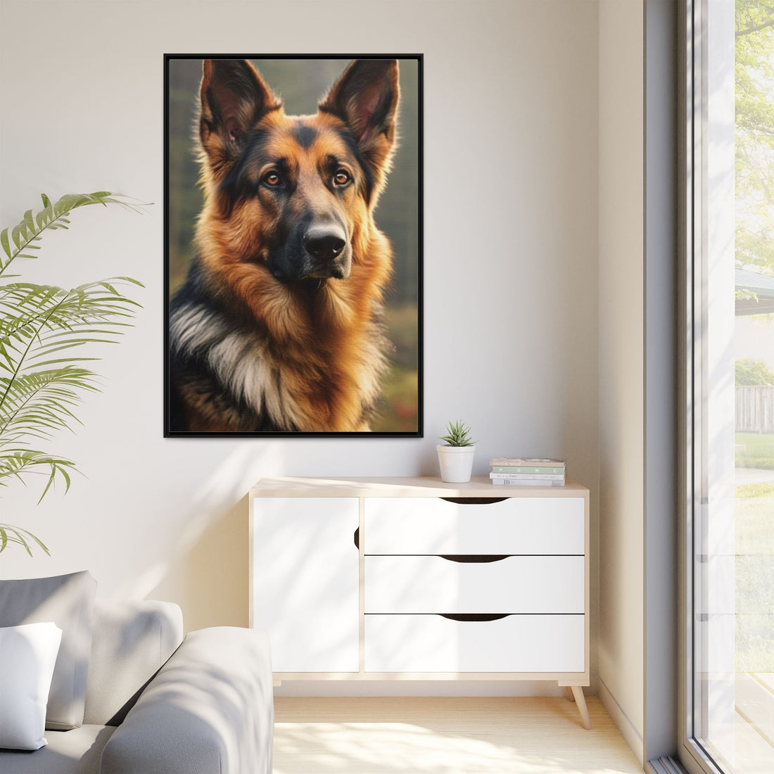 Majestic German Shepherd Framed Canvas Print