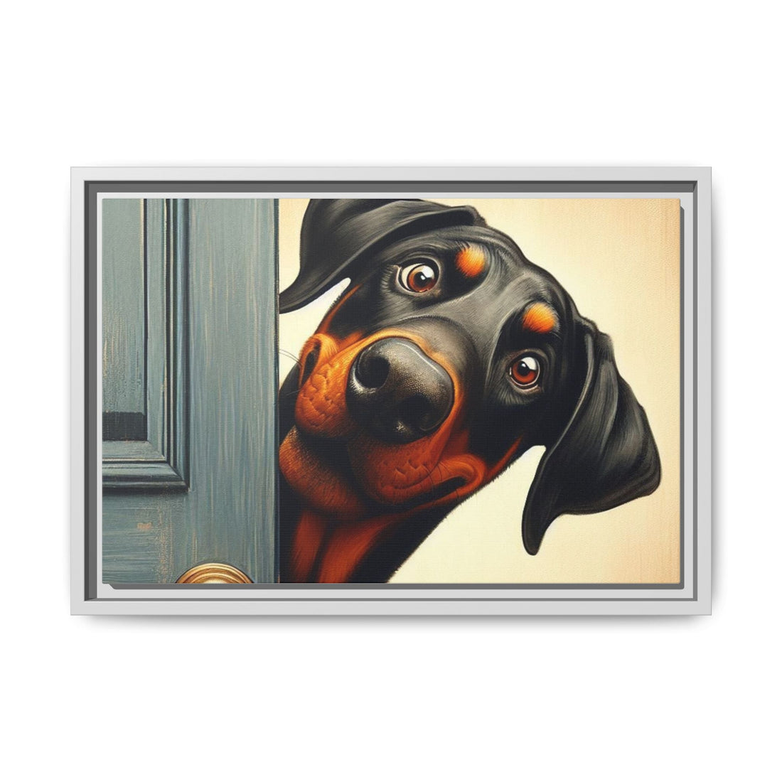 Playful Dog Portrait Canvas – Framed Wall Art