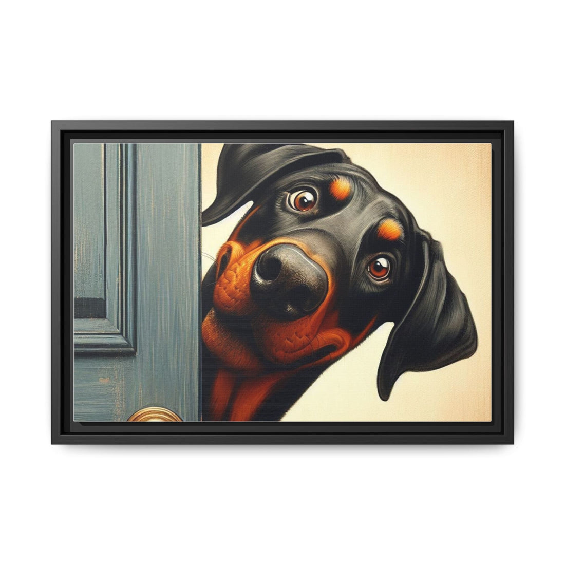 Playful Dog Portrait Canvas – Framed Wall Art