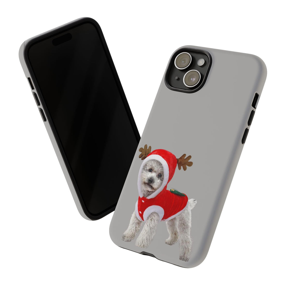 Festive Dog Phone Case with Reindeer Design