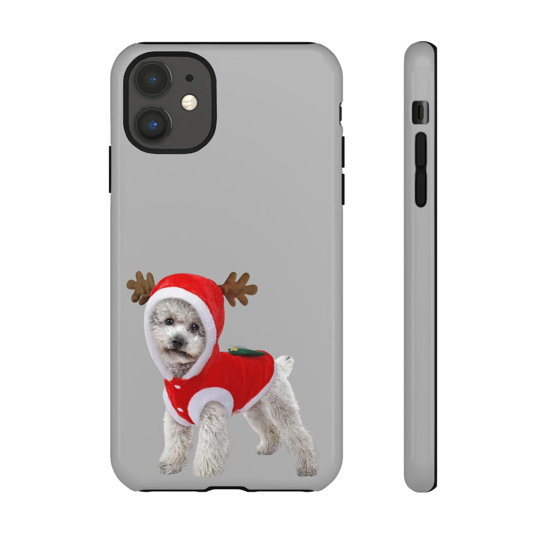 Festive Dog Phone Case with Reindeer Design