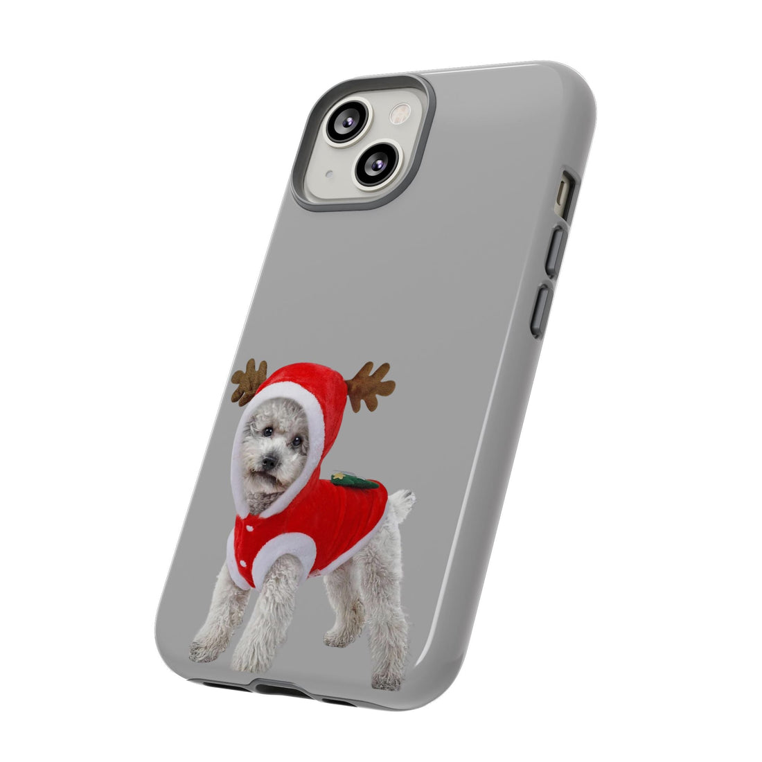 Festive Dog Phone Case with Reindeer Design