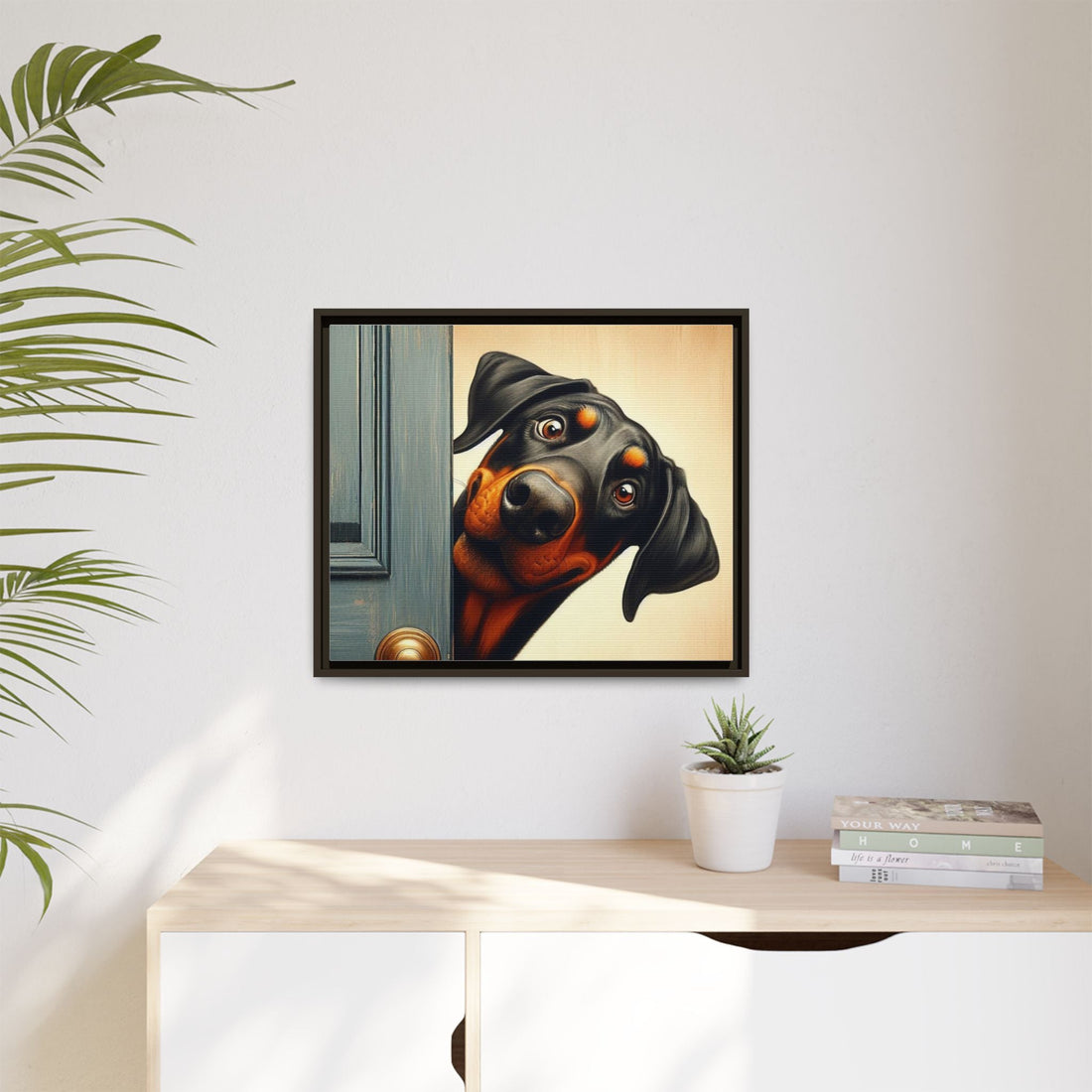 Playful Dog Portrait Canvas – Framed Wall Art