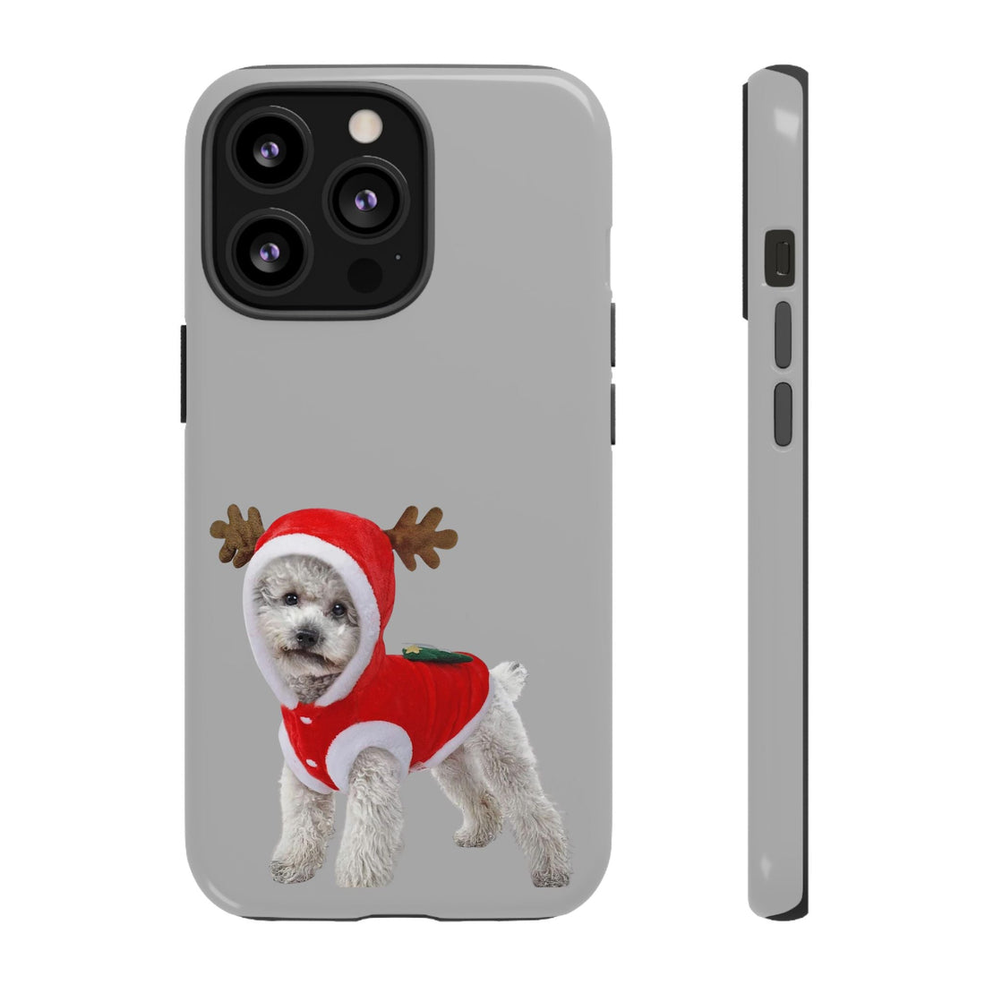 Festive Dog Phone Case with Reindeer Design