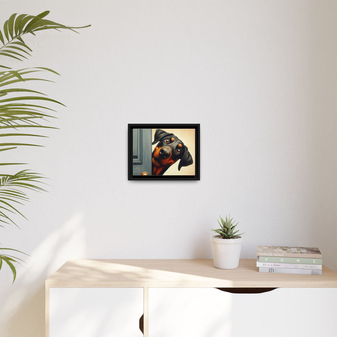 Playful Dog Portrait Canvas – Framed Wall Art