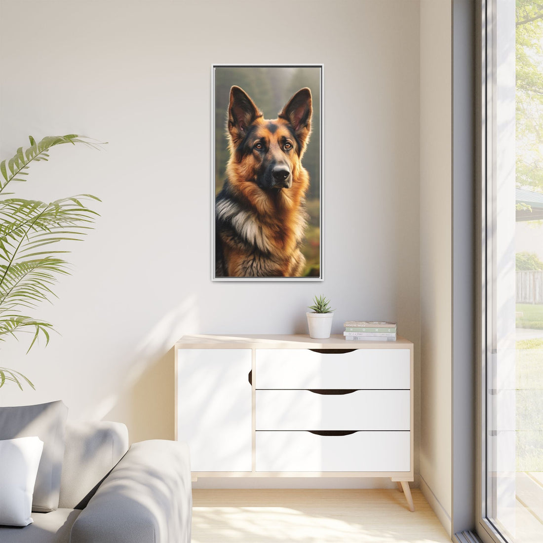 Majestic German Shepherd Framed Canvas Print