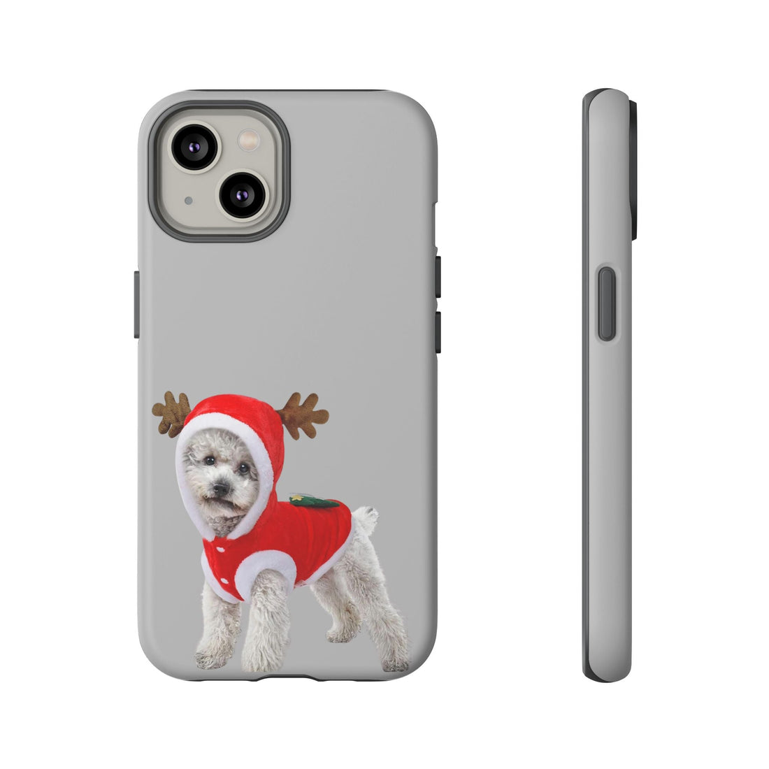 Festive Dog Phone Case with Reindeer Design