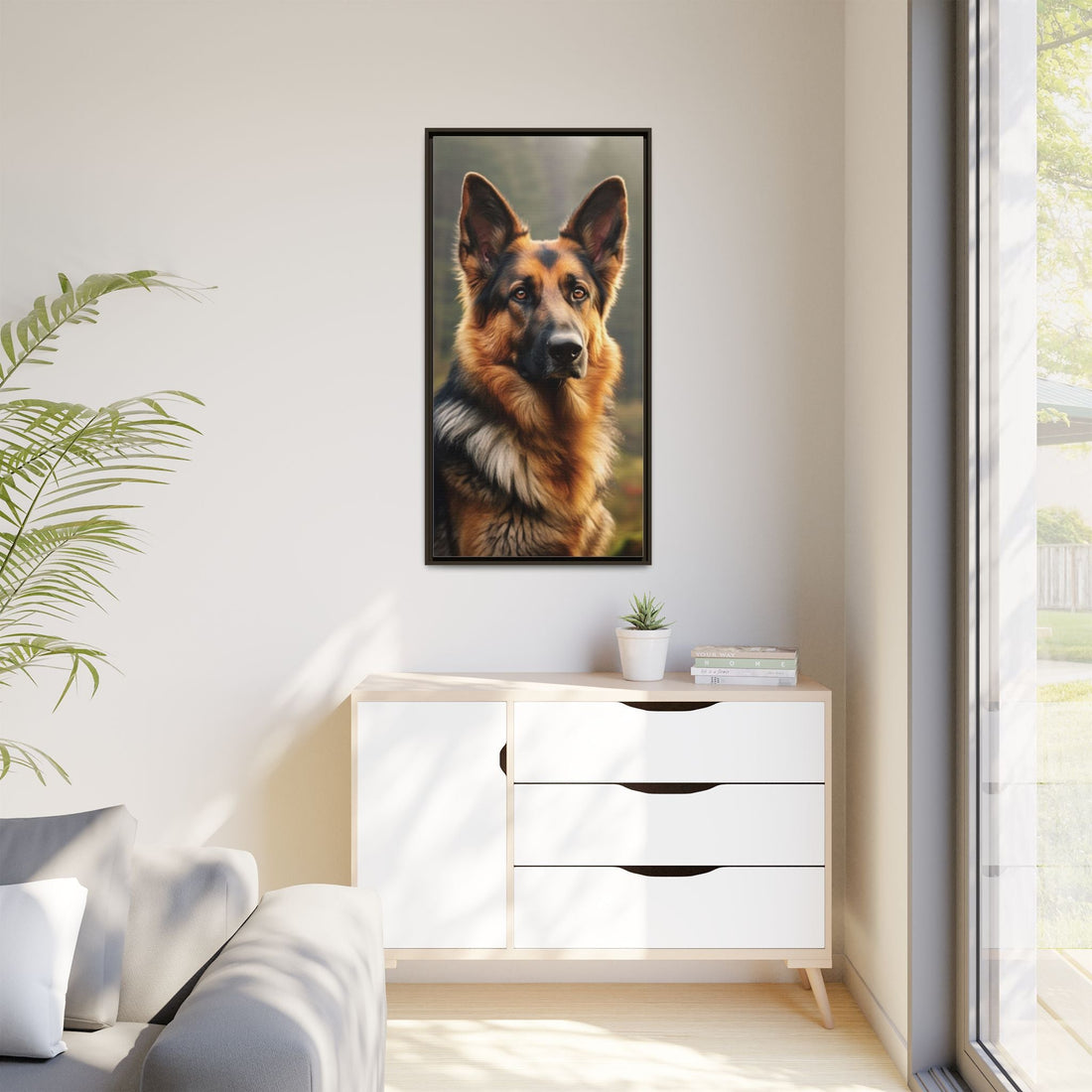 Majestic German Shepherd Framed Canvas Print