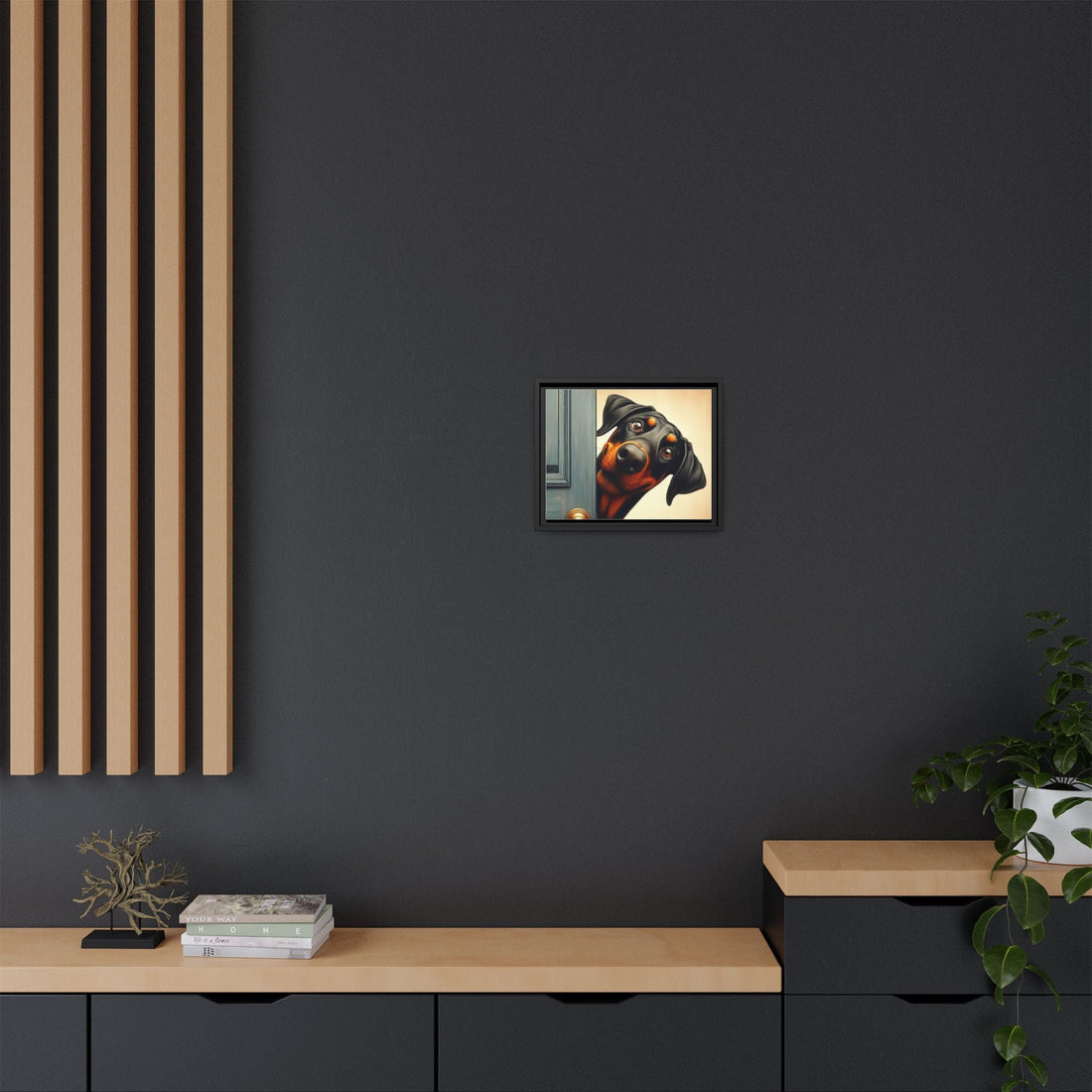 Playful Dog Portrait Canvas – Framed Wall Art