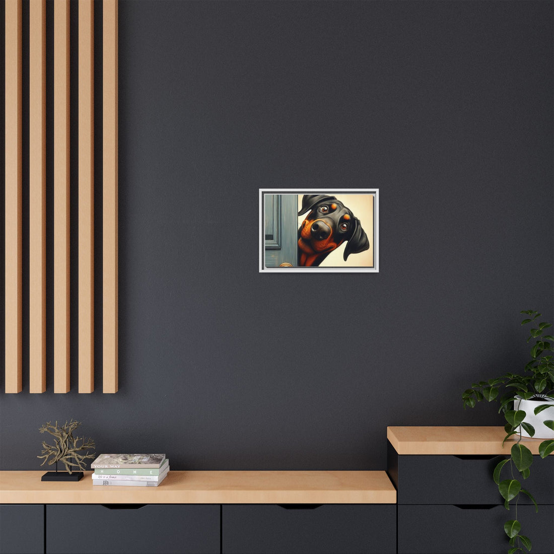Playful Dog Portrait Canvas – Framed Wall Art