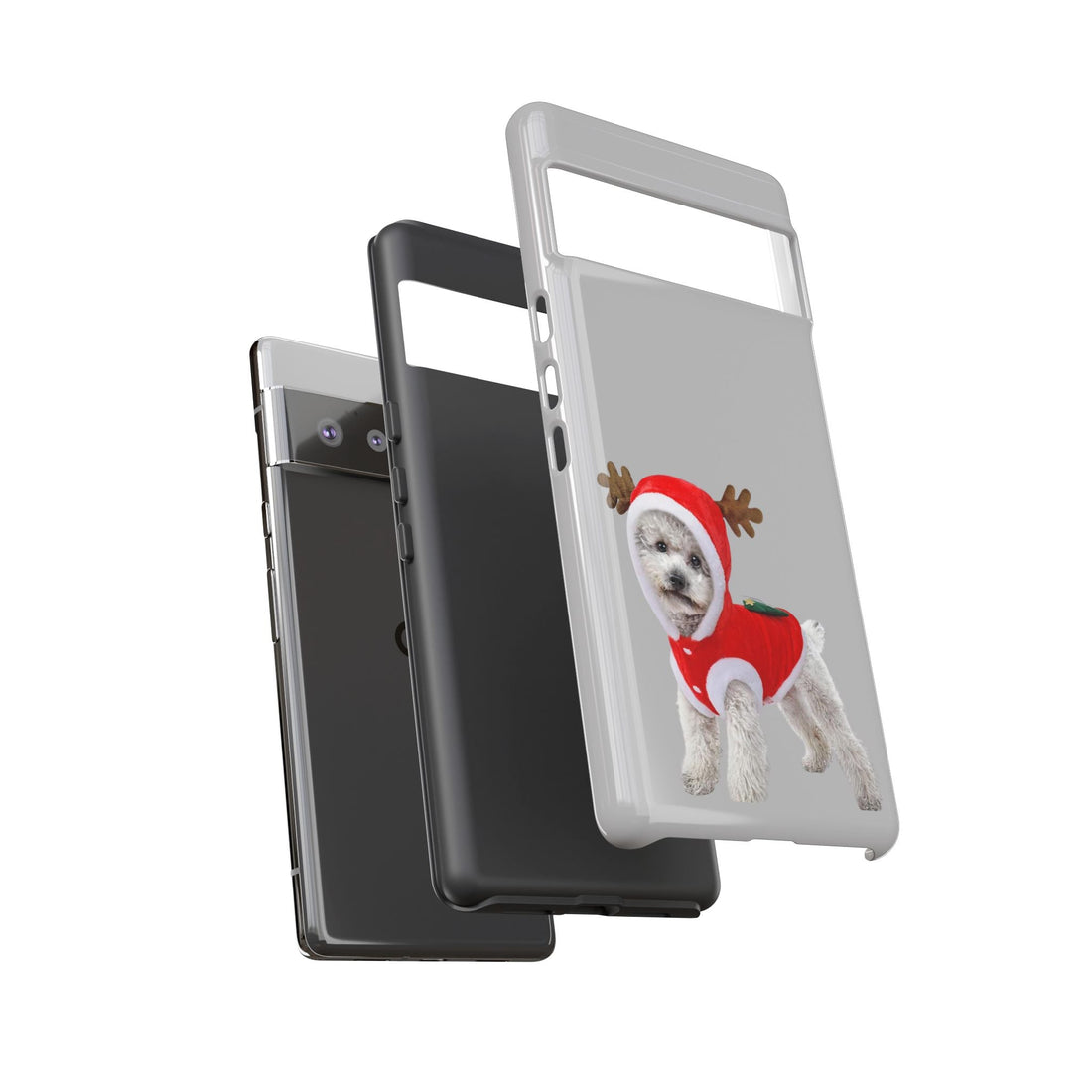 Festive Dog Phone Case with Reindeer Design