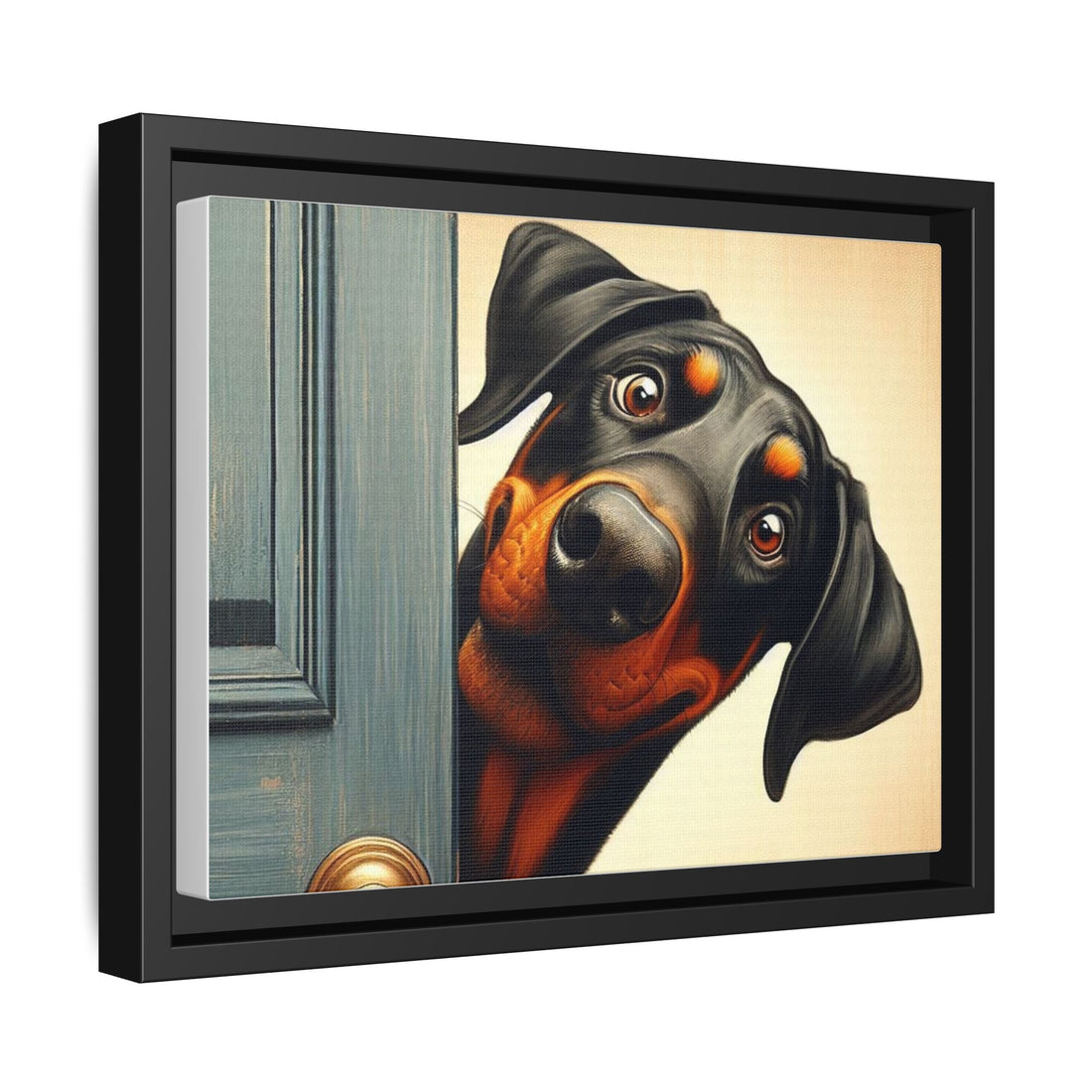 Playful Dog Portrait Canvas – Framed Wall Art