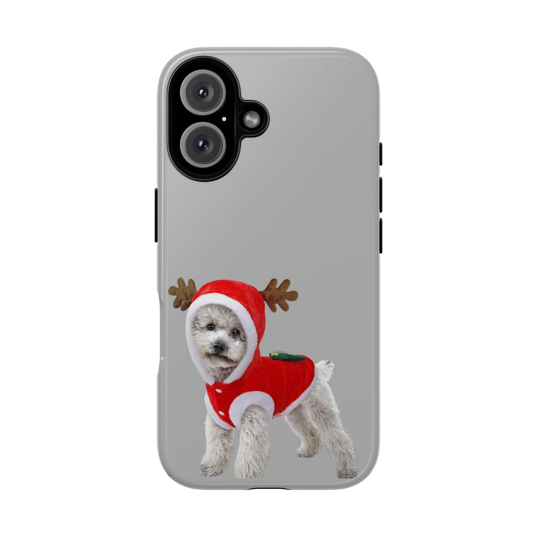 Festive Dog Phone Case with Reindeer Design