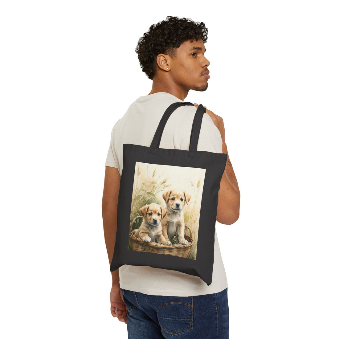 Adorable Puppy Lovers Cotton Tote – Eco-Friendly Gift