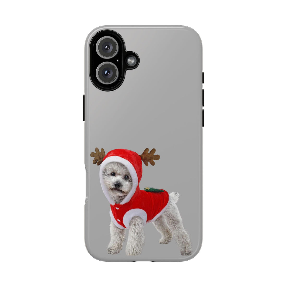 Festive Dog Phone Case with Reindeer Design