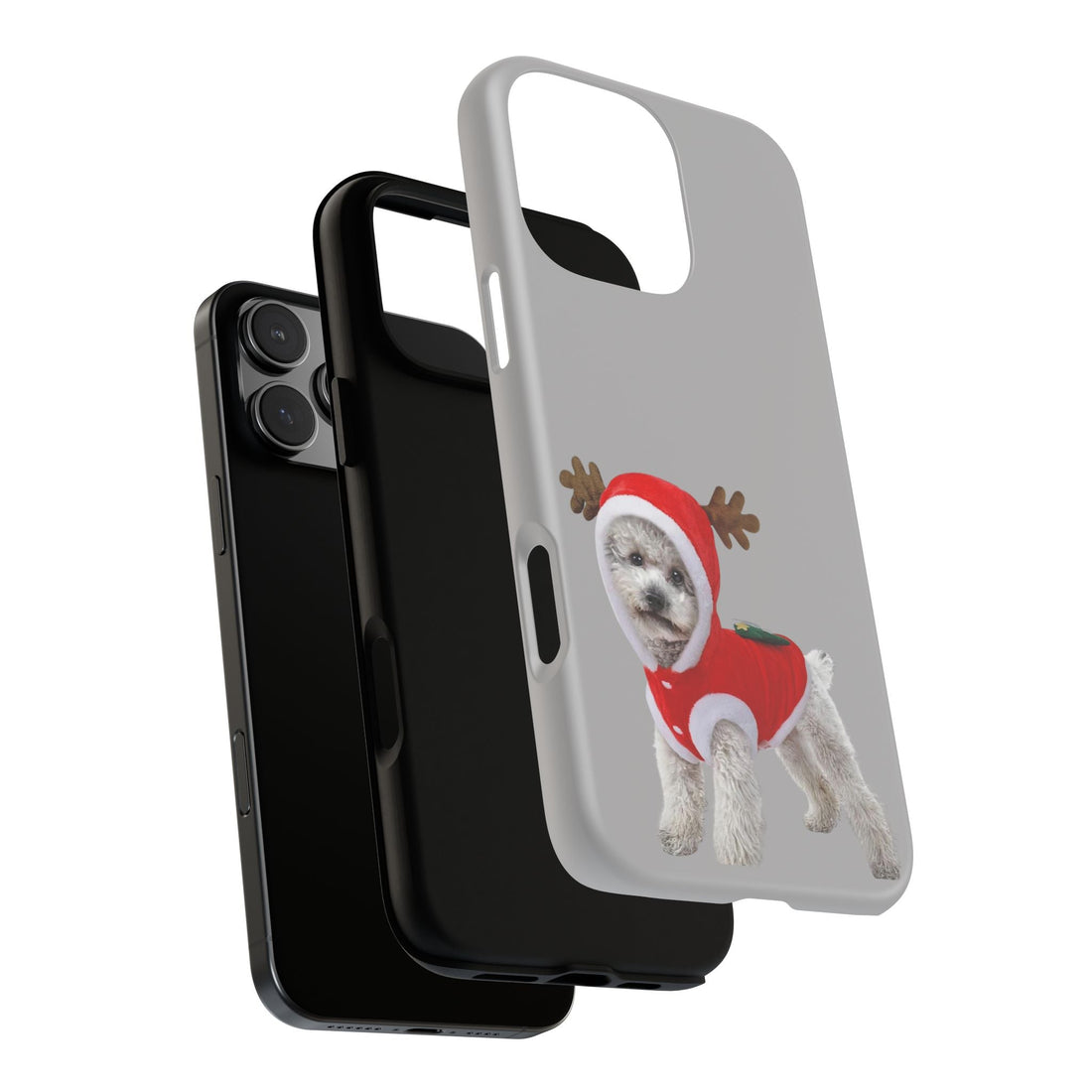 Festive Dog Phone Case with Reindeer Design