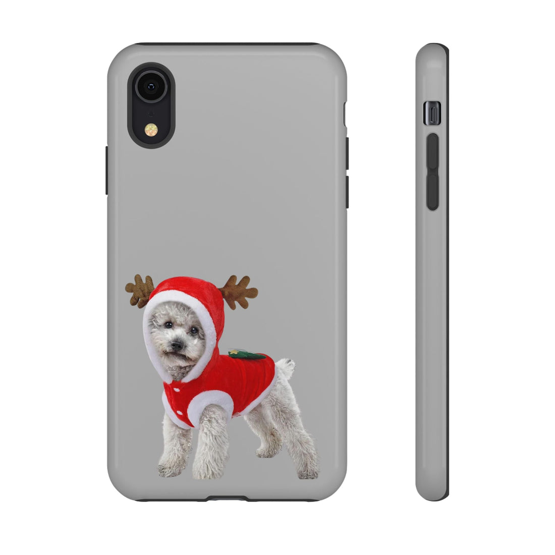 Festive Dog Phone Case with Reindeer Design