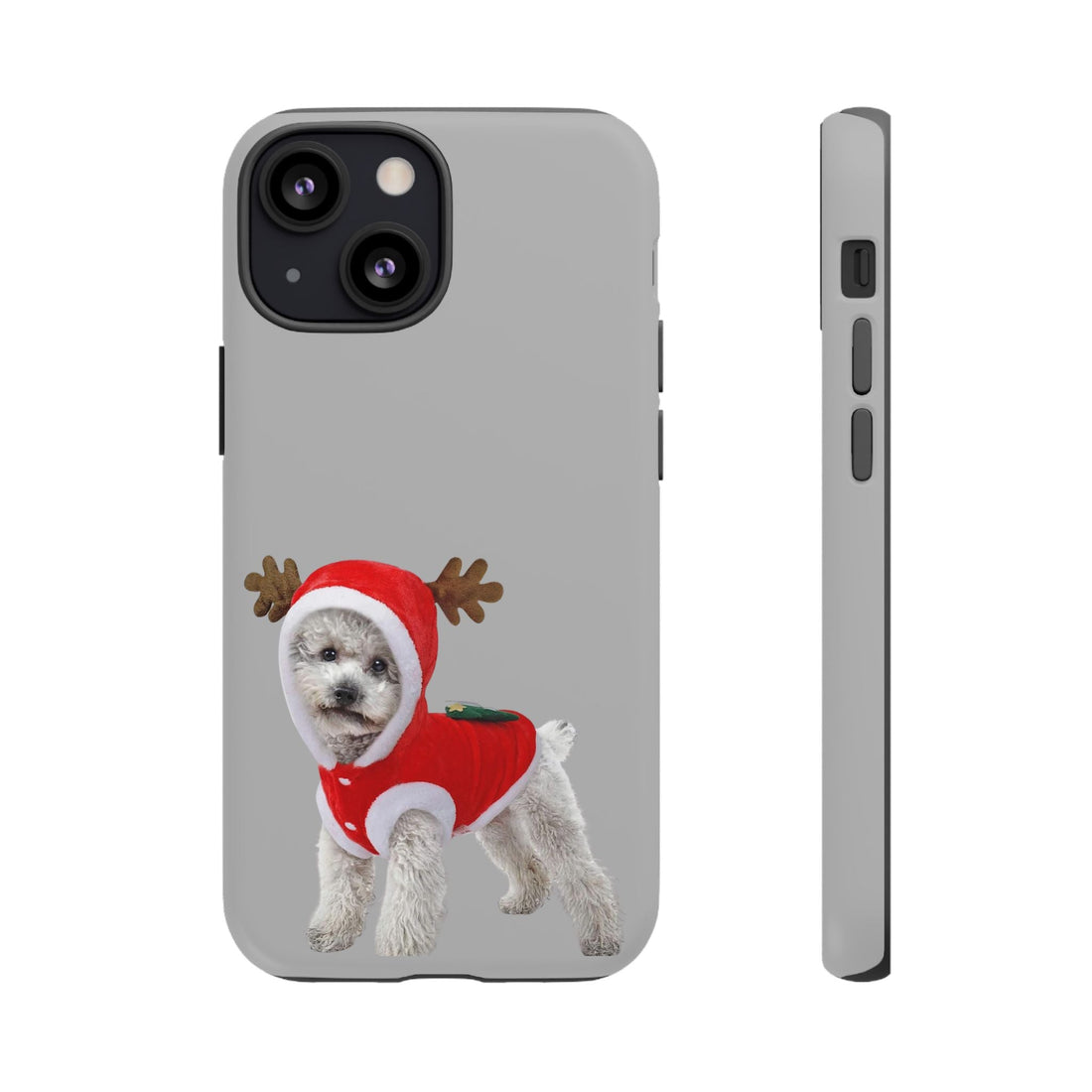 Festive Dog Phone Case with Reindeer Design