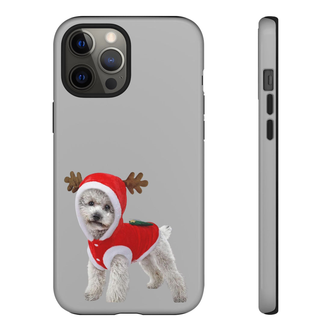 Festive Dog Phone Case with Reindeer Design