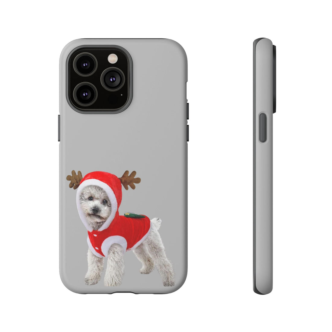 Festive Dog Phone Case with Reindeer Design