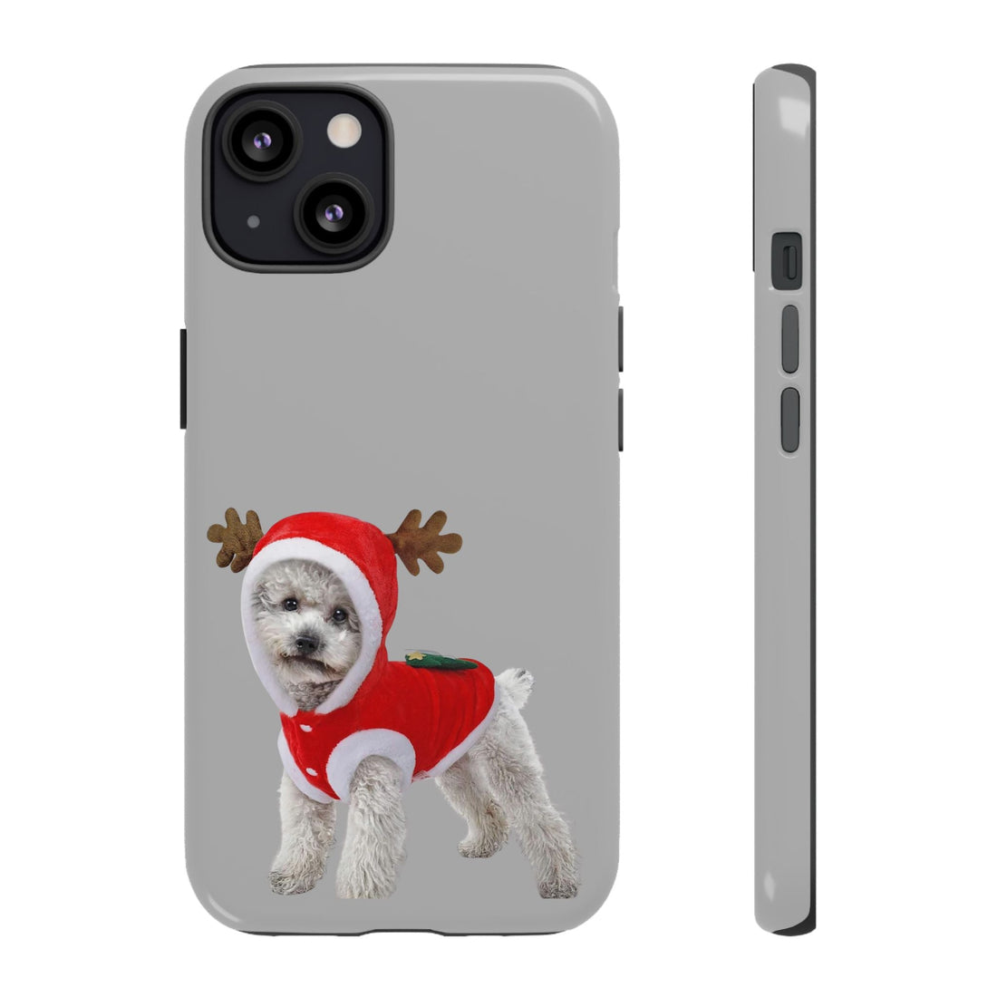 Festive Dog Phone Case with Reindeer Design