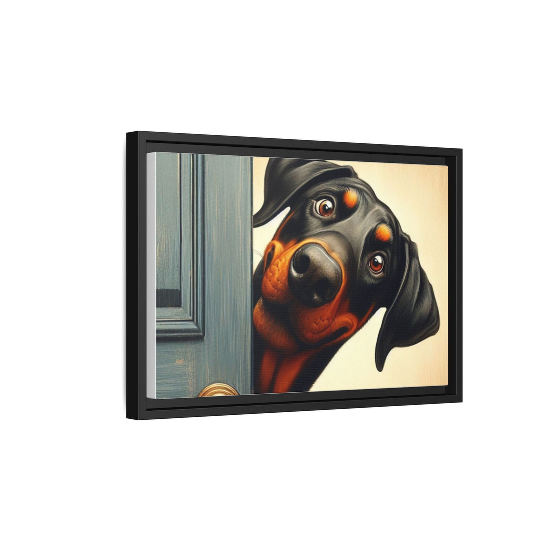 Playful Dog Portrait Canvas – Framed Wall Art