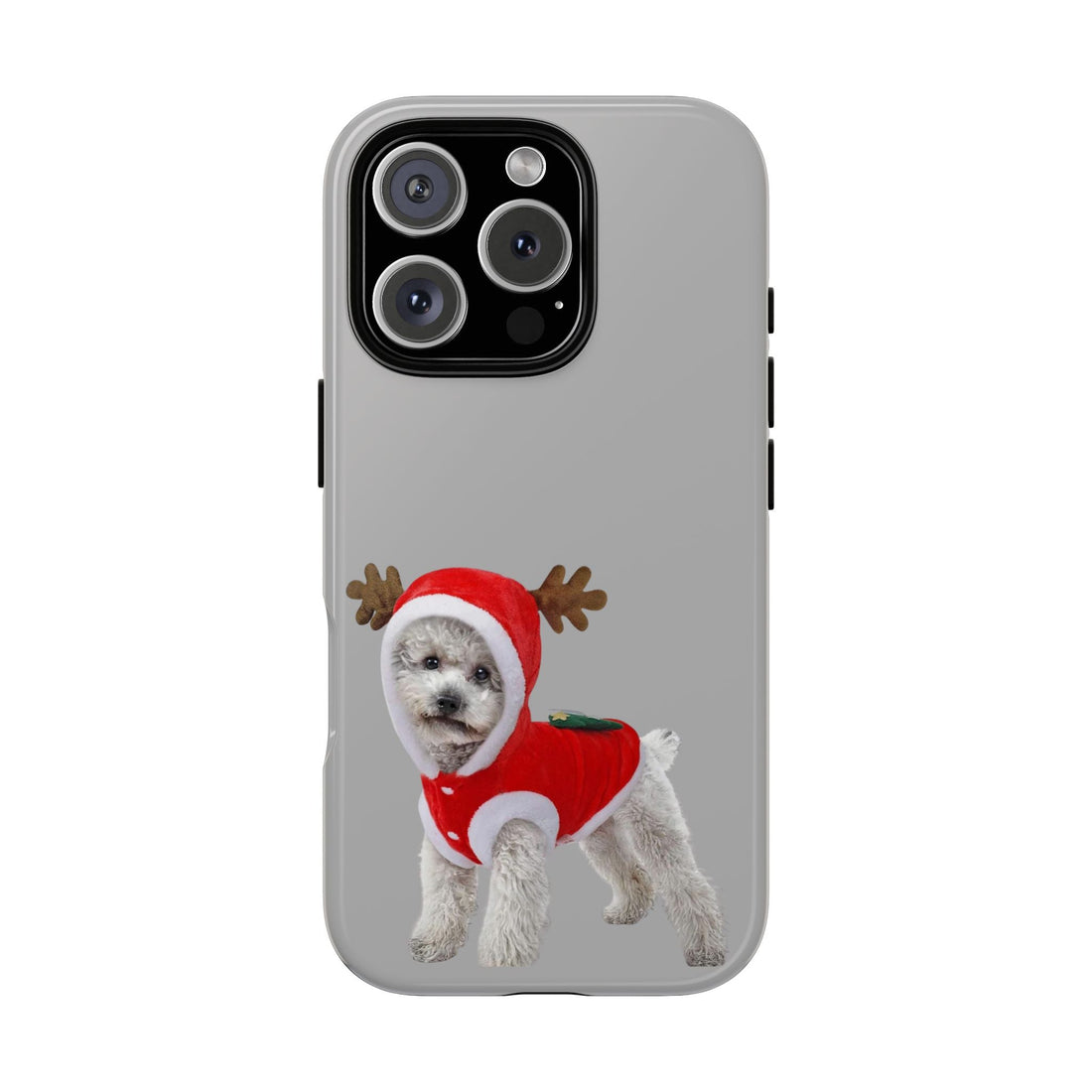 Festive Dog Phone Case with Reindeer Design